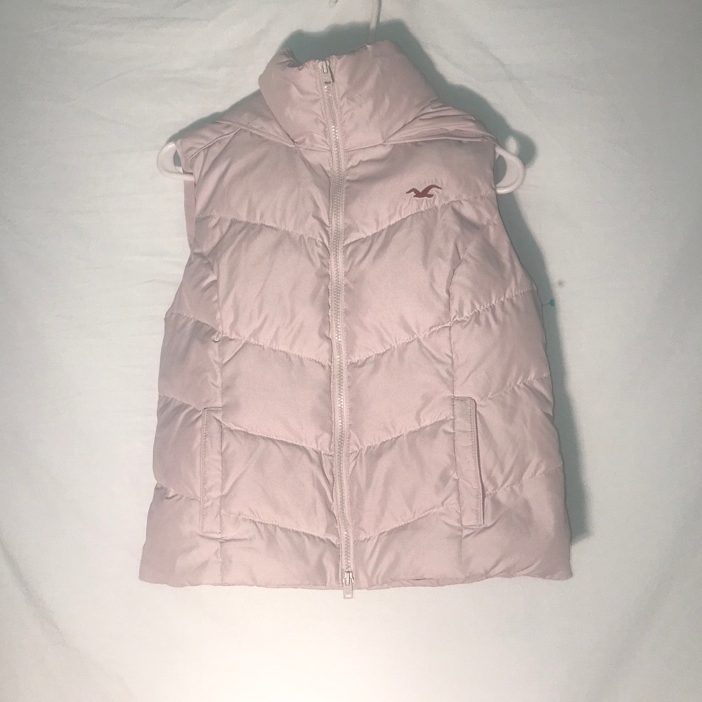 Hollister white and pink puffer vest